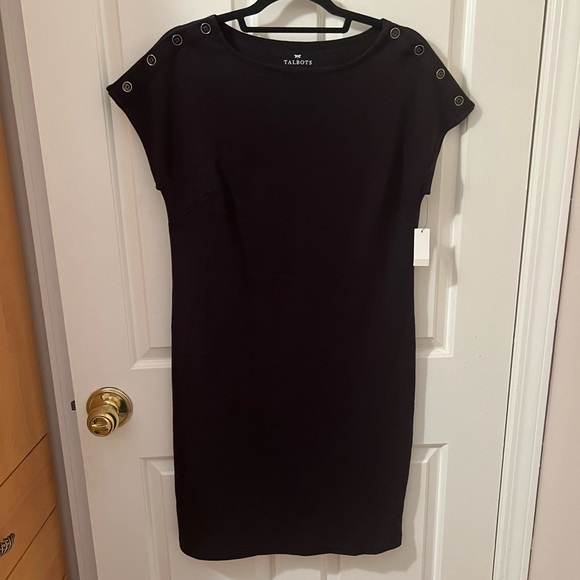 Talbots Black Shift Cotton Dress NWT Size Small - Picture 4 of 10